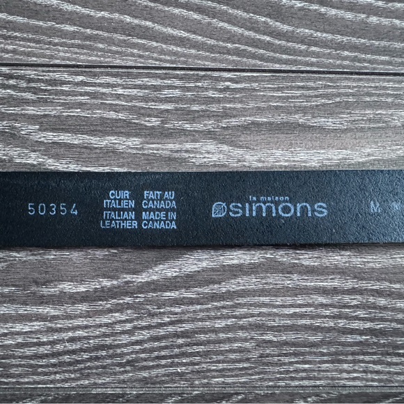 Leather belt silver square buckle black size M Simons - Picture 3 of 4